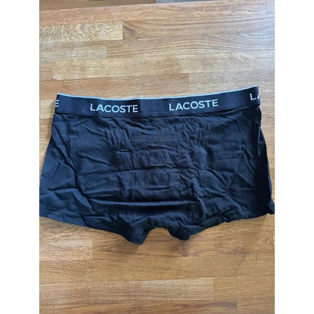 Lacoste Cotton Stretch Boxer Briefs Trunks Box of 6 Pairs XL Black NEW